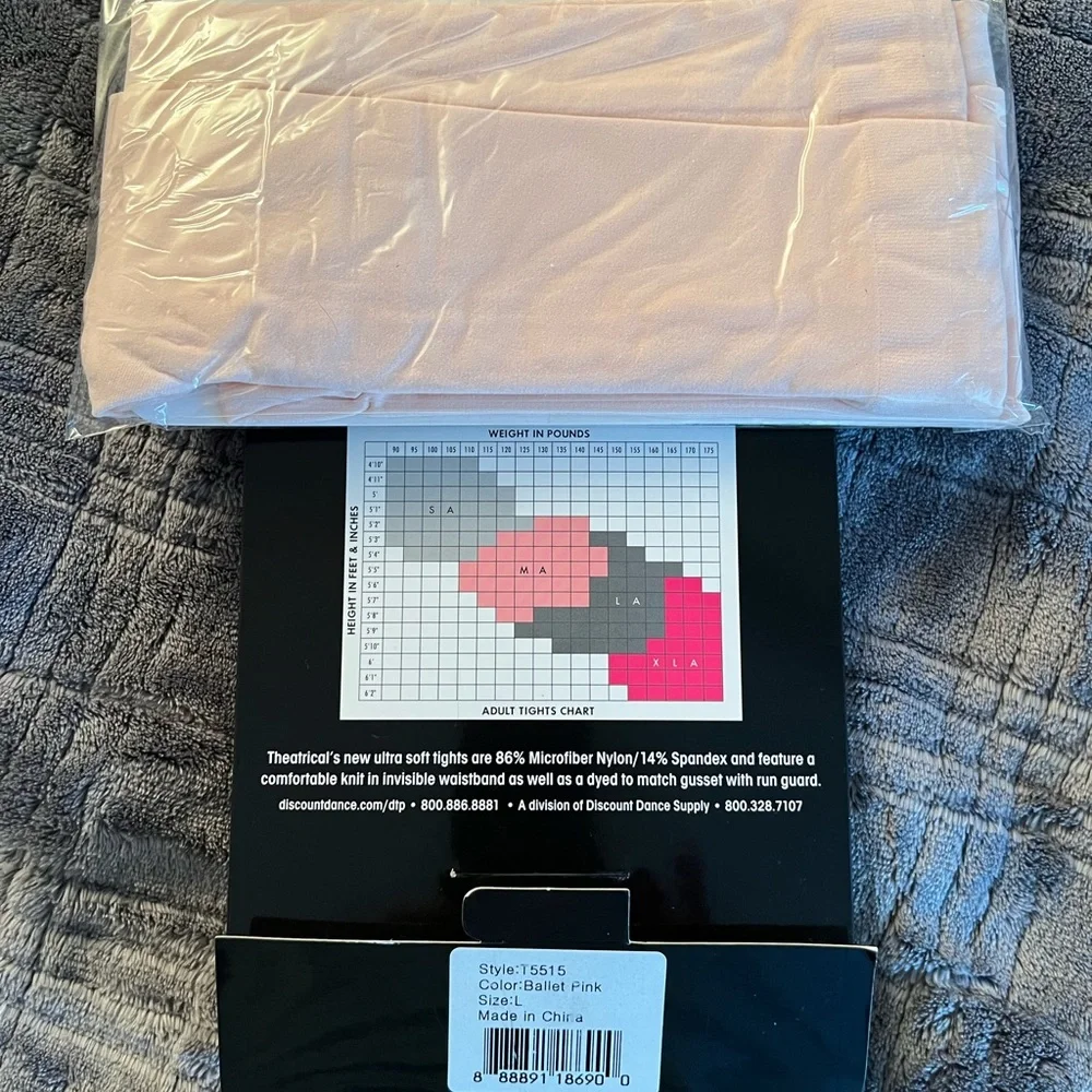 Convertible, dance tights by theatricals ballet, pink adult large - Picture 3 of 3